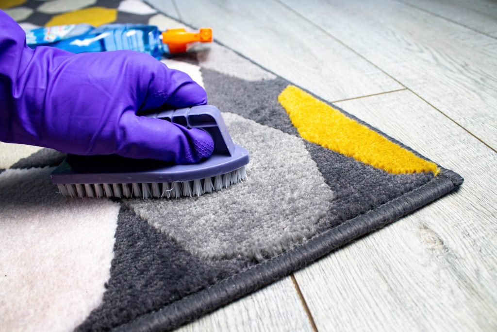 Carpet-cleaning.-Gloved-hand-and-cleaning-brush