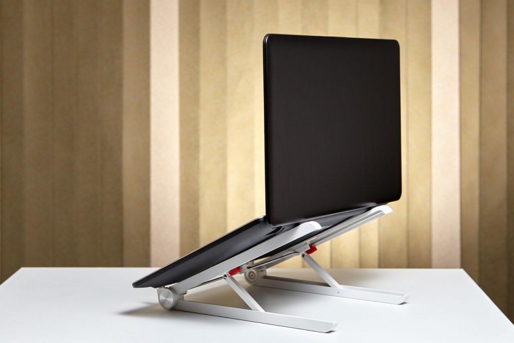 Laptop placed on a stand