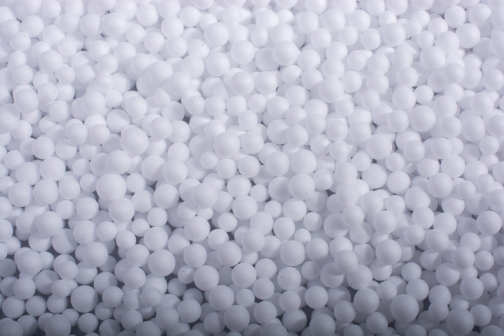 White polystyrene foam balls