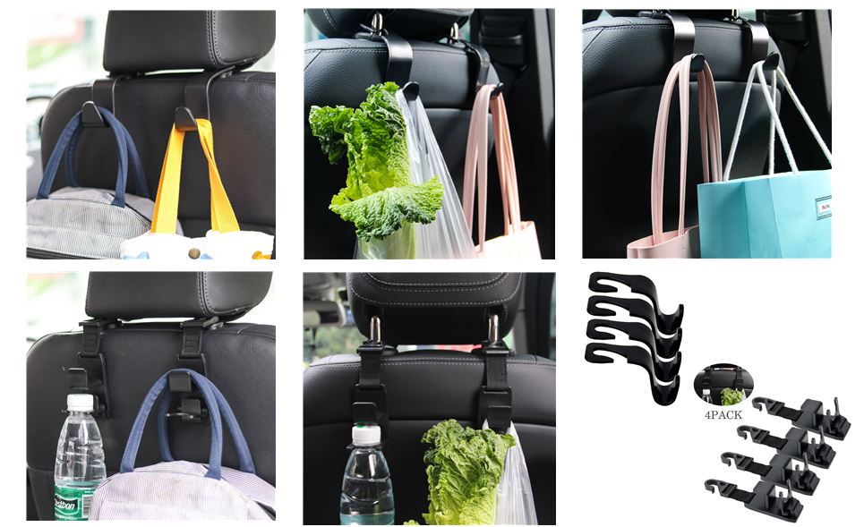 a Car Seat Headrest Pack of 4 Hooks 