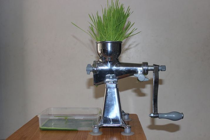 juicing-some-wheatgrass-using-a-manual-juicer