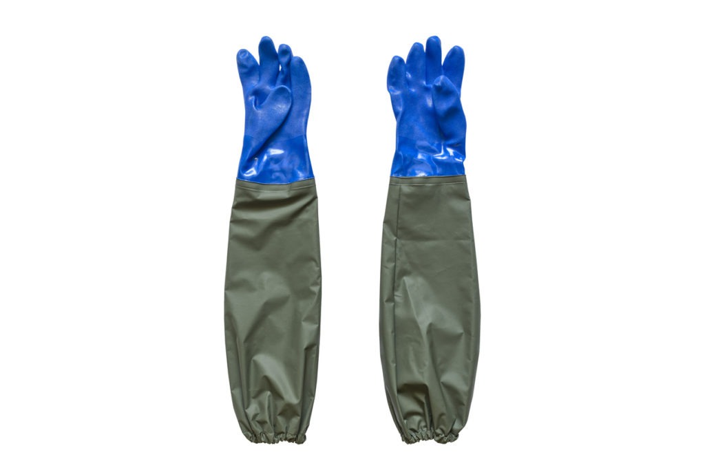 Rubber working gloves waterproof. Long protective gloves