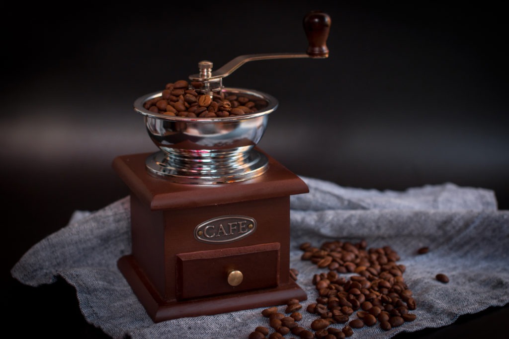 Vintage handmade wooden coffee grinder