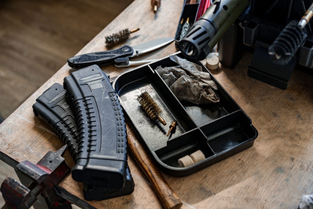  A cleaning gun kit besides a firearm