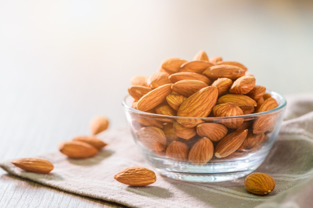  Almonds, Almond Nuts, Almonds in Glass Bowl