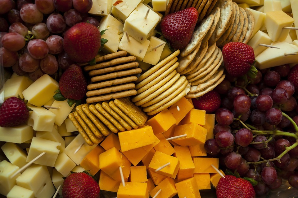 Different snacks in a platter