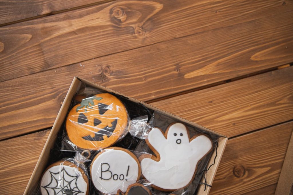 A box of Halloween cookies