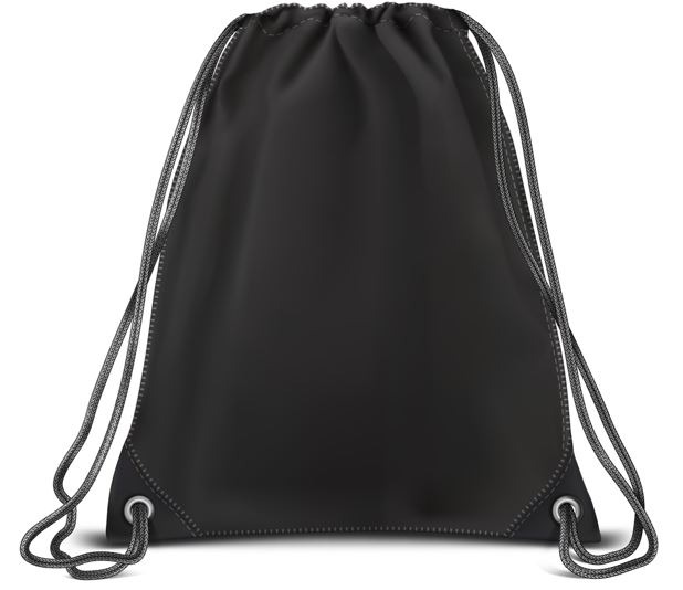 a black drawstring bag