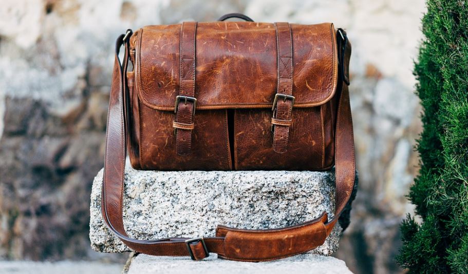 a leather satchel bag