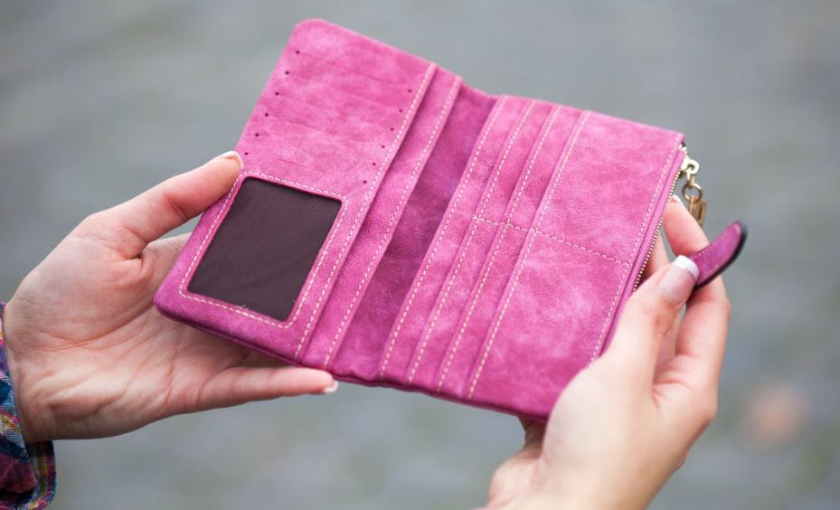 a pink, suede wallet
