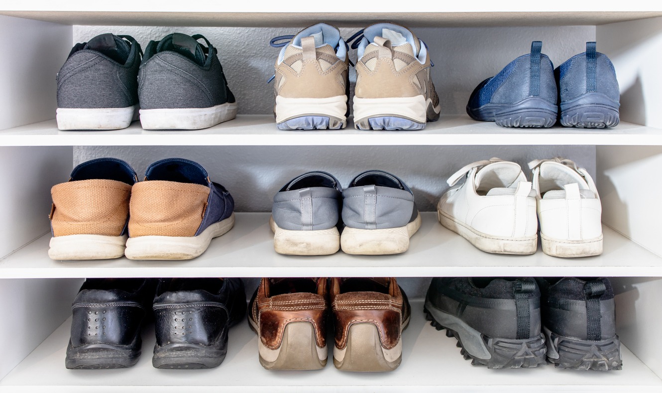 Footwear styles in the shoe rack