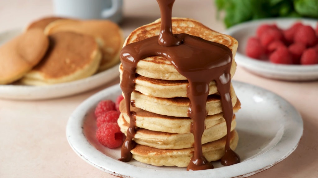 Pancakes with chocolate sauce
