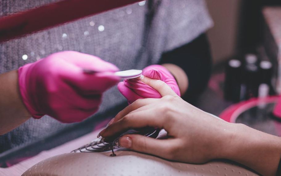 person getting a basic manicure