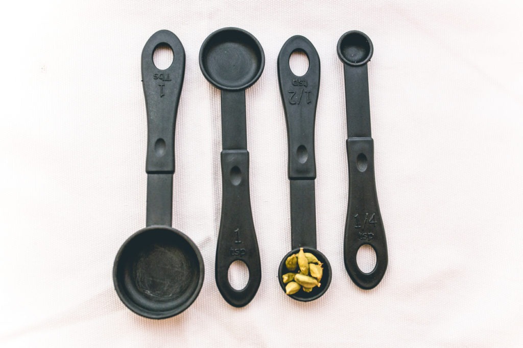 Set of measuring cups or measuring spoons use in cooking in top view