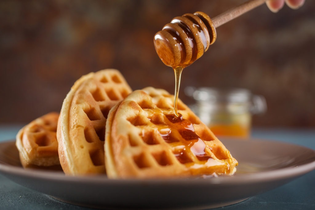 Waffle with honey