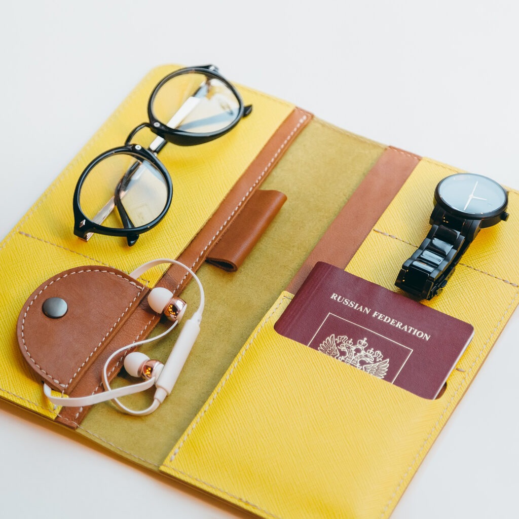 yellow passport holder