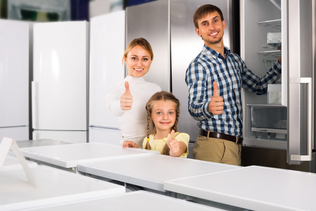 Family selecting a refrigerator 