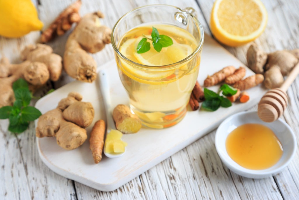 Healthy ginger tea with lemon