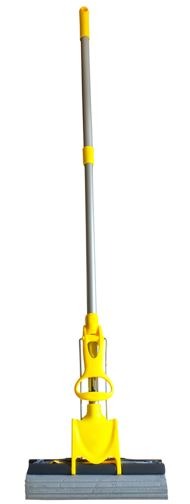 Modern sponge mop with a clip for hands-free wringing
