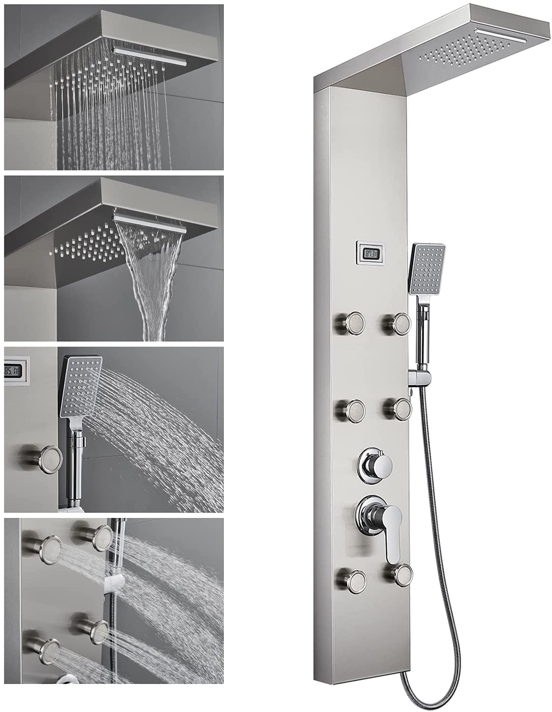 ROVOGO-6-Body-Jets-Shower-Panel-System-with-Rainfall-Waterfall-Shower-Head