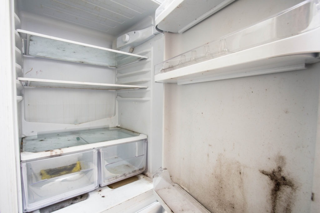 Old used dirty refrigerator with mold,aged junk