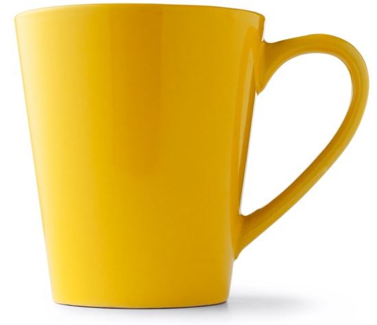 yellow ceramic mug, pottery cup