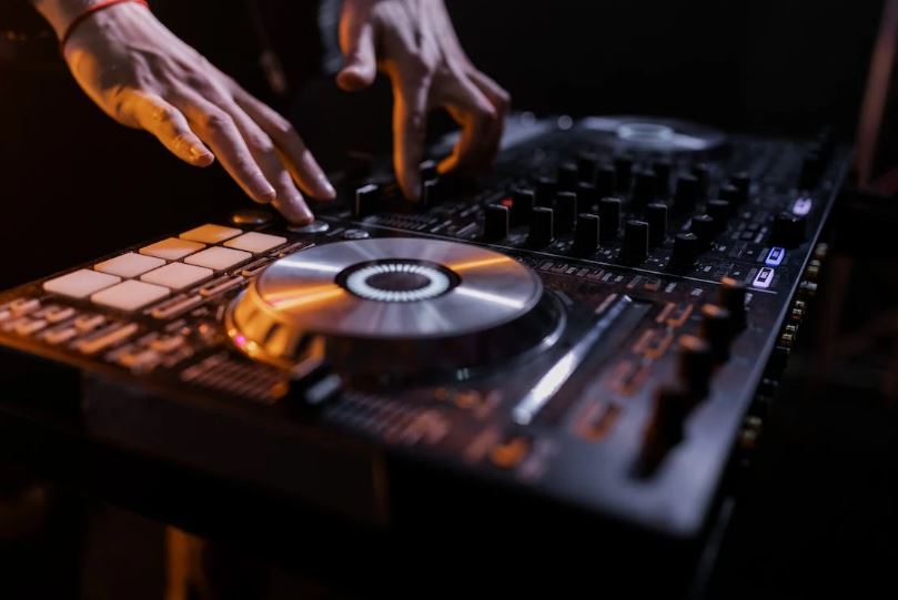 A photo of a DJ mixer.