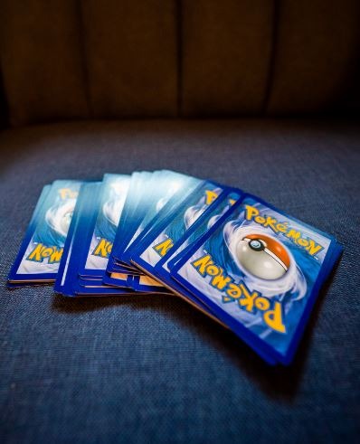 A stack of Pokemon cards