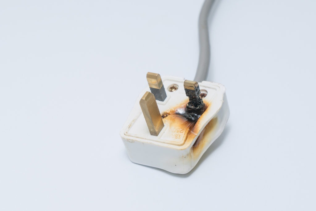 Burned Power Plug Due to No Use of Surge Protector