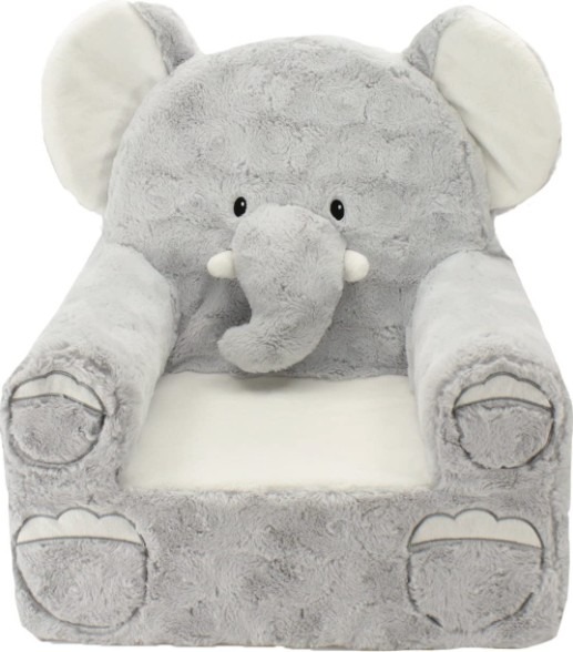 Grey Elephant Children's Plush Chair Gray