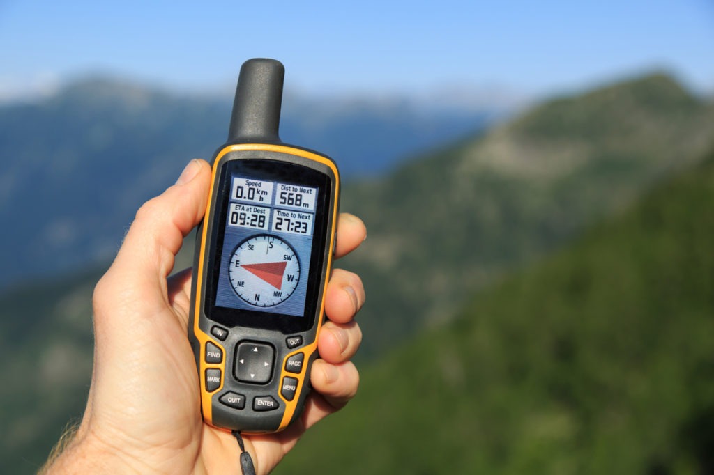Hand-held GPS used for navigation in the mountains