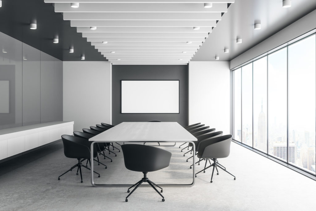Modern-styled conference room with stylish conference room chairs 