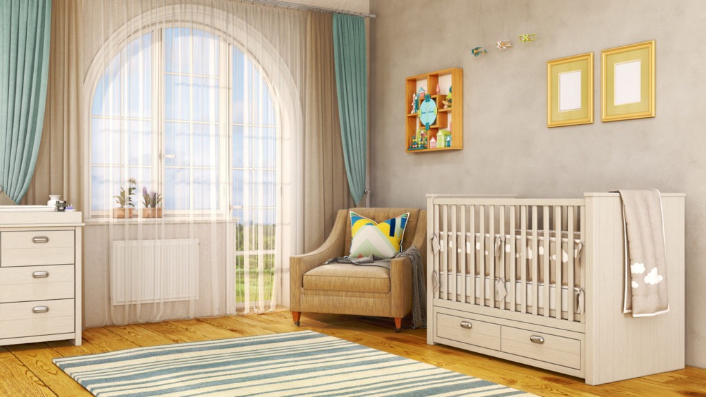 Nursery with translucent curtains