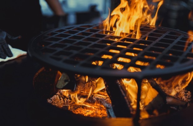 Picture of a barbecue grill close-up in a professional setting
