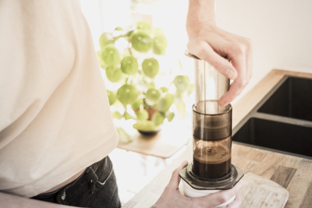 brewing coffee using an AeroPress