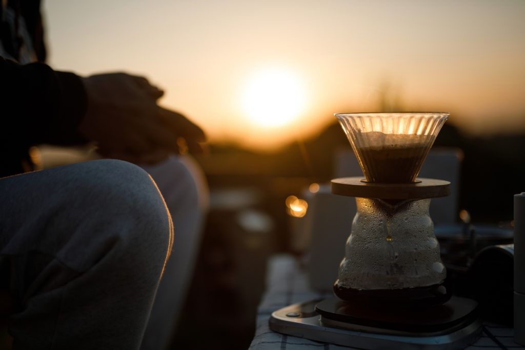 drip coffee, sunrise