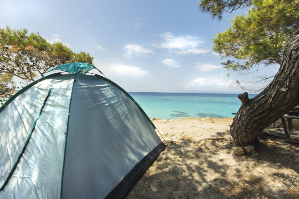 tent for camping on beautiful beach