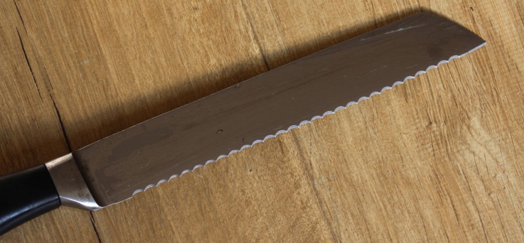 a serrated knife blade