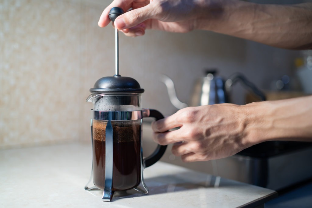 brewing coffee using a French press