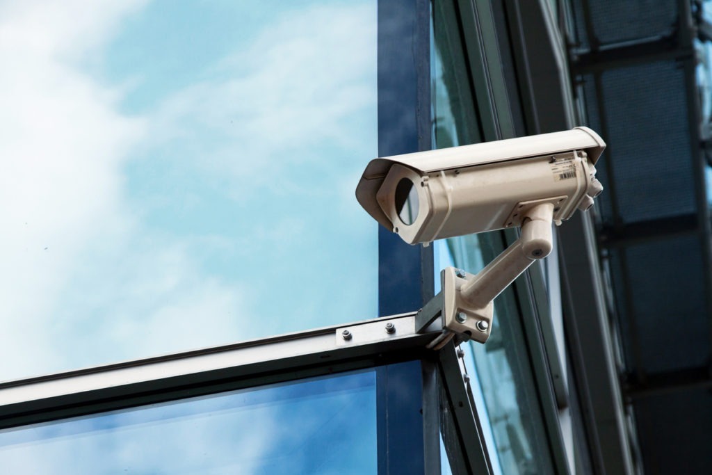 cctv camera security system on office building