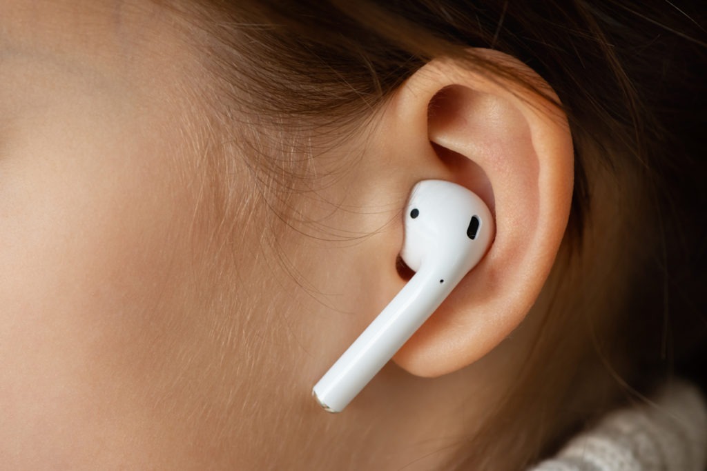 earbuds on an ear
