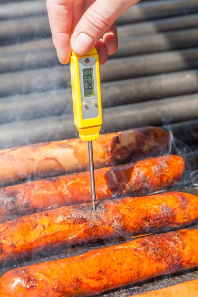 The grilled sausages with quality thermo checking