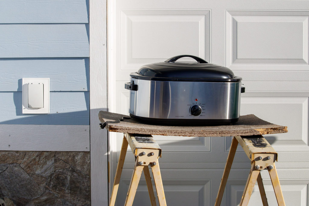 New slow-cooker sitting outside
