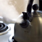 Close Up of Steaming Tea Kettle