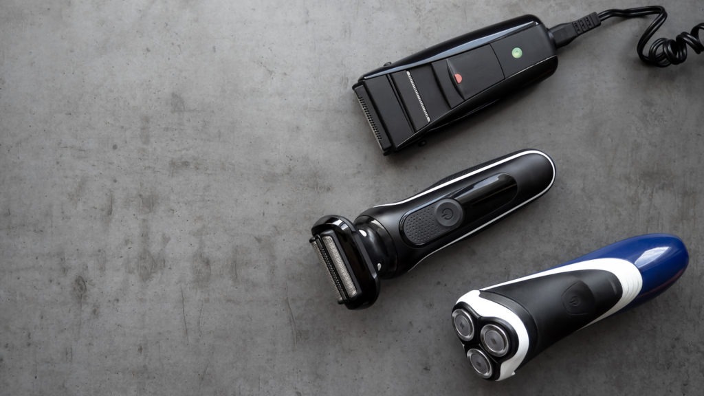 Electric razor of different types close-up. Razor. Male set