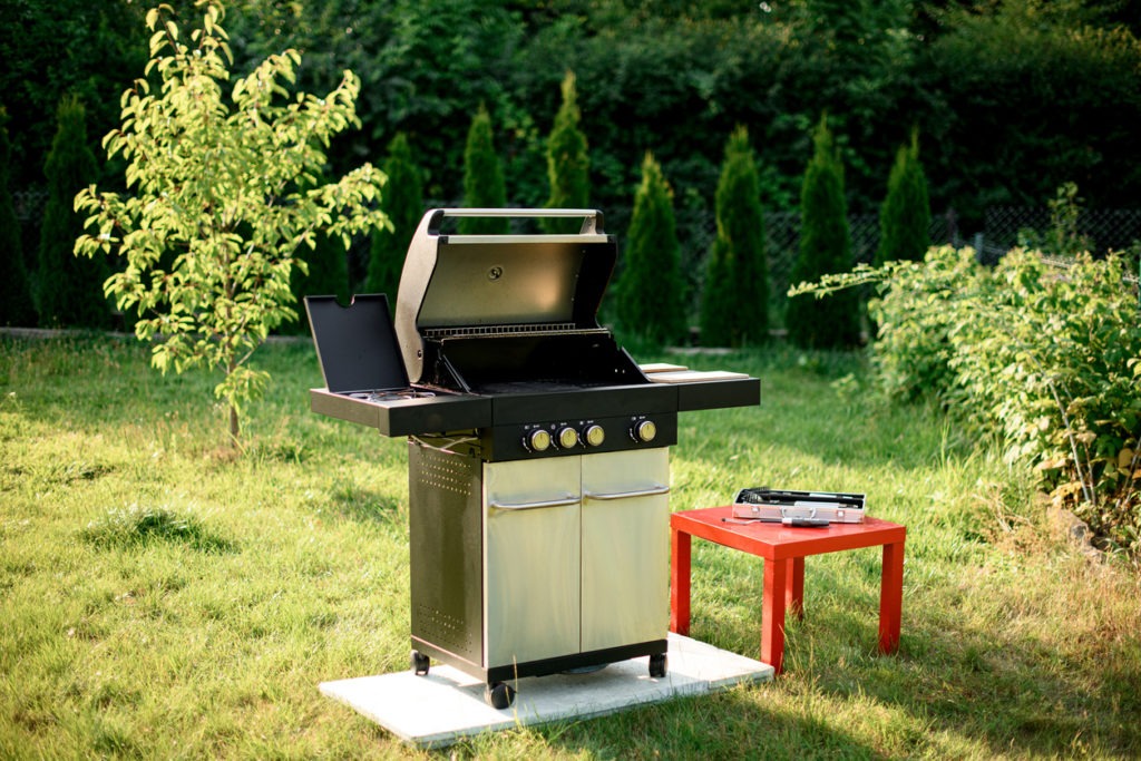 view on modern portable BBQ barbecue grill outdoor