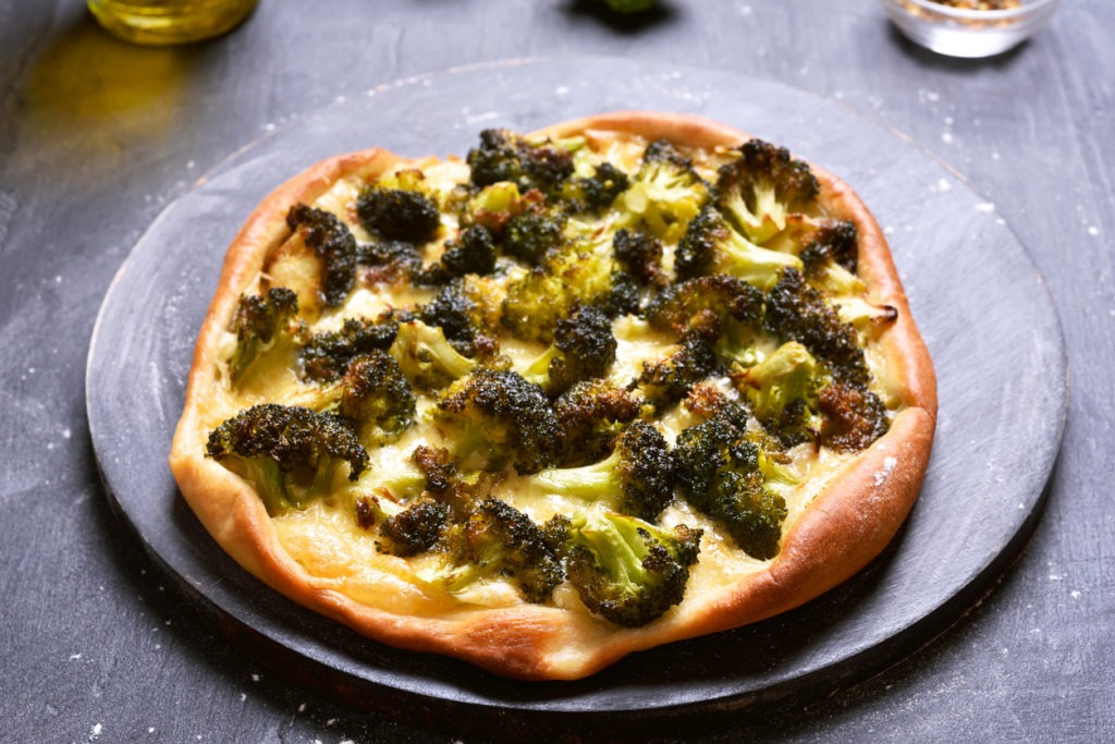Pizza with broccoli