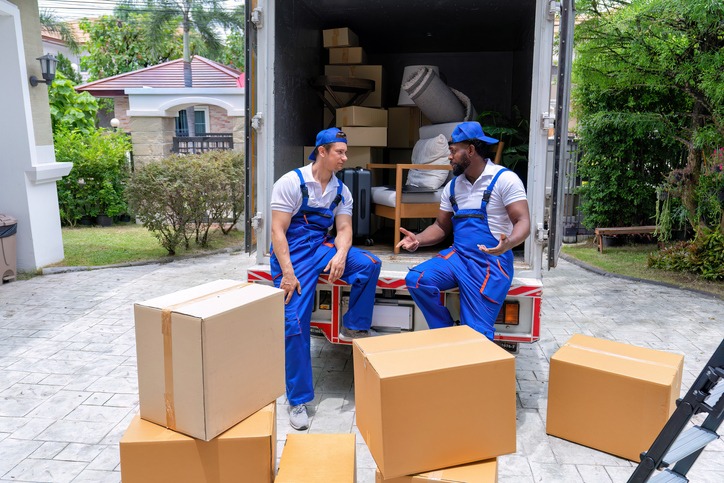 Professional goods move service use truck carry personal belongings door to door transport delivery