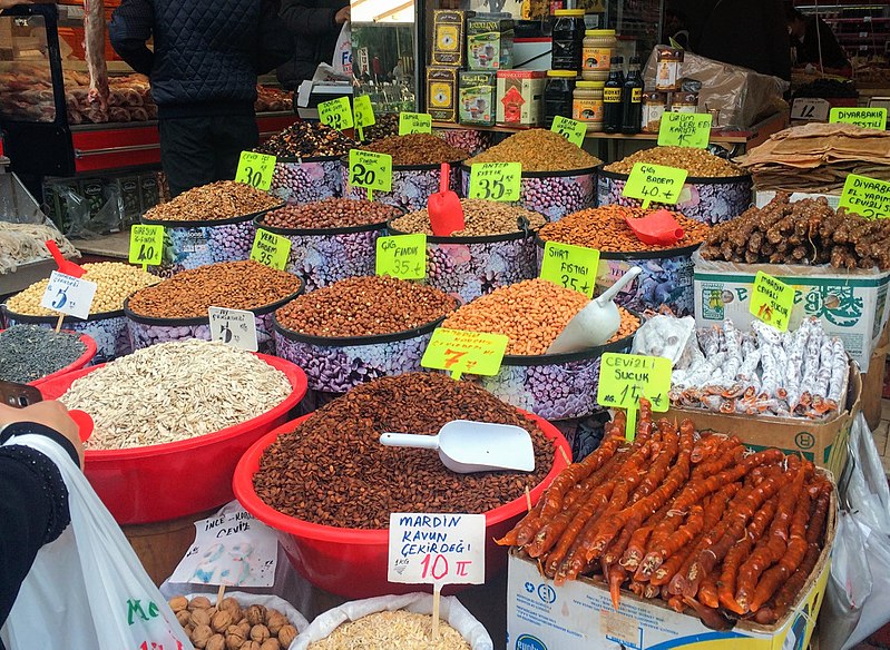 Nuts being sold in a market