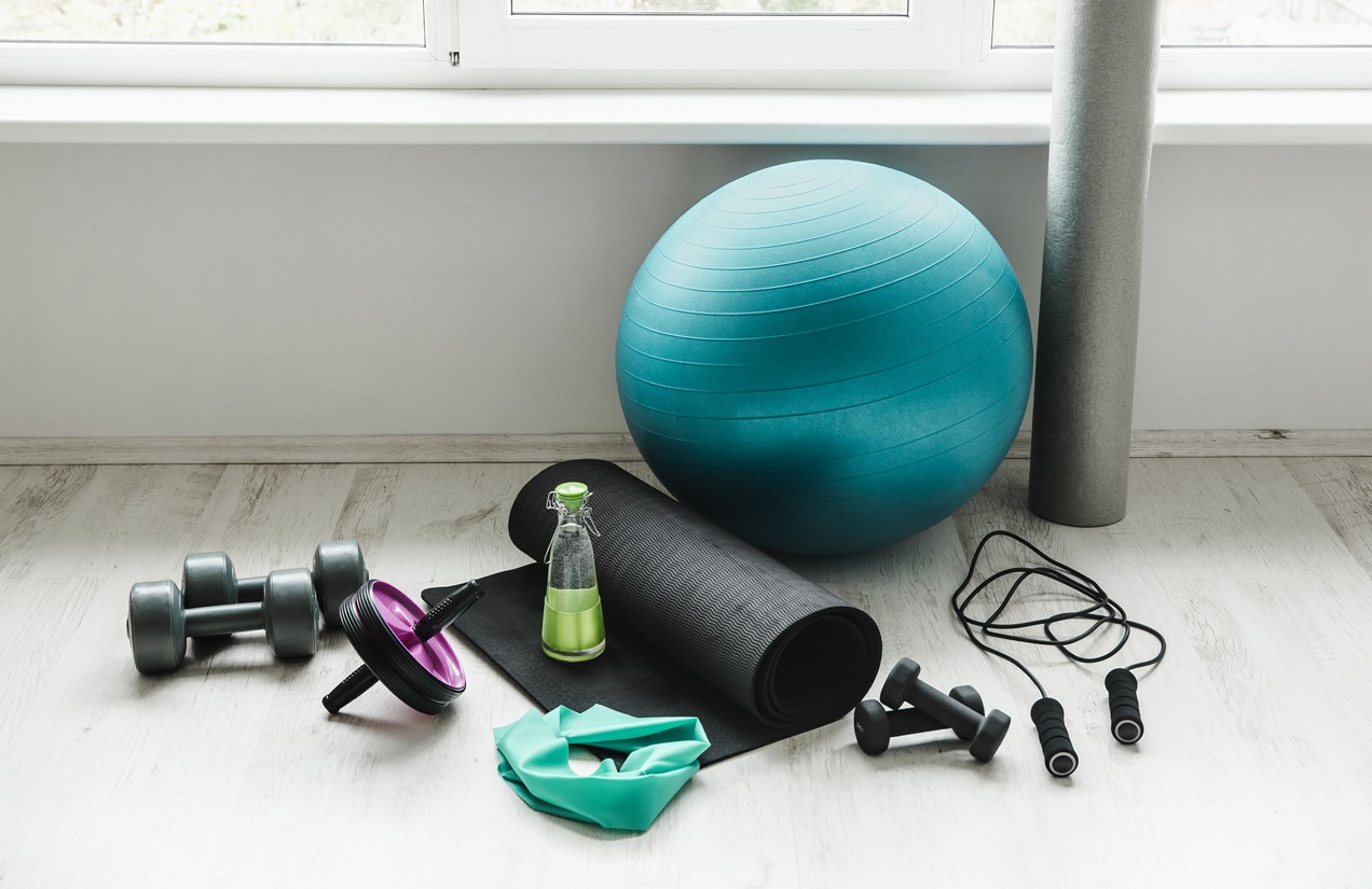 Exercise Equipment, Exercising, Domestic Life, Healthy Lifestyle, Gym, Relaxation Exercise, Equipment, Sport, Work Tool, Sports Training, Yoga, Fitness Ball, Dumbbell, Weights, Jump Rope, Exercise Mat, Foam Roller, Lifestyle, Indoors, Bottle, Sports Ball, Variation